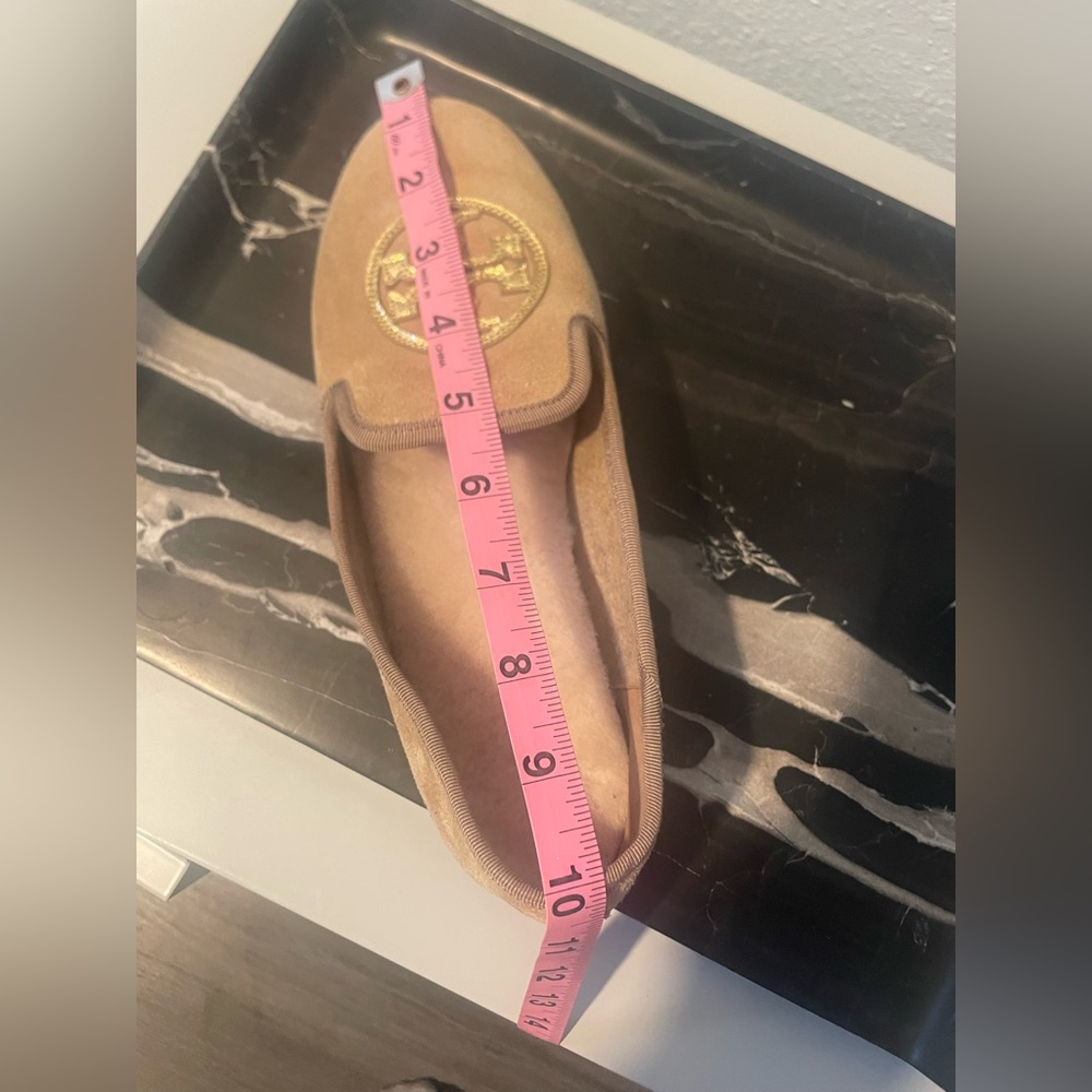 Tory Burch Billy Real Suede Shearling Slippers Logo 8 - Picture 12 of 12